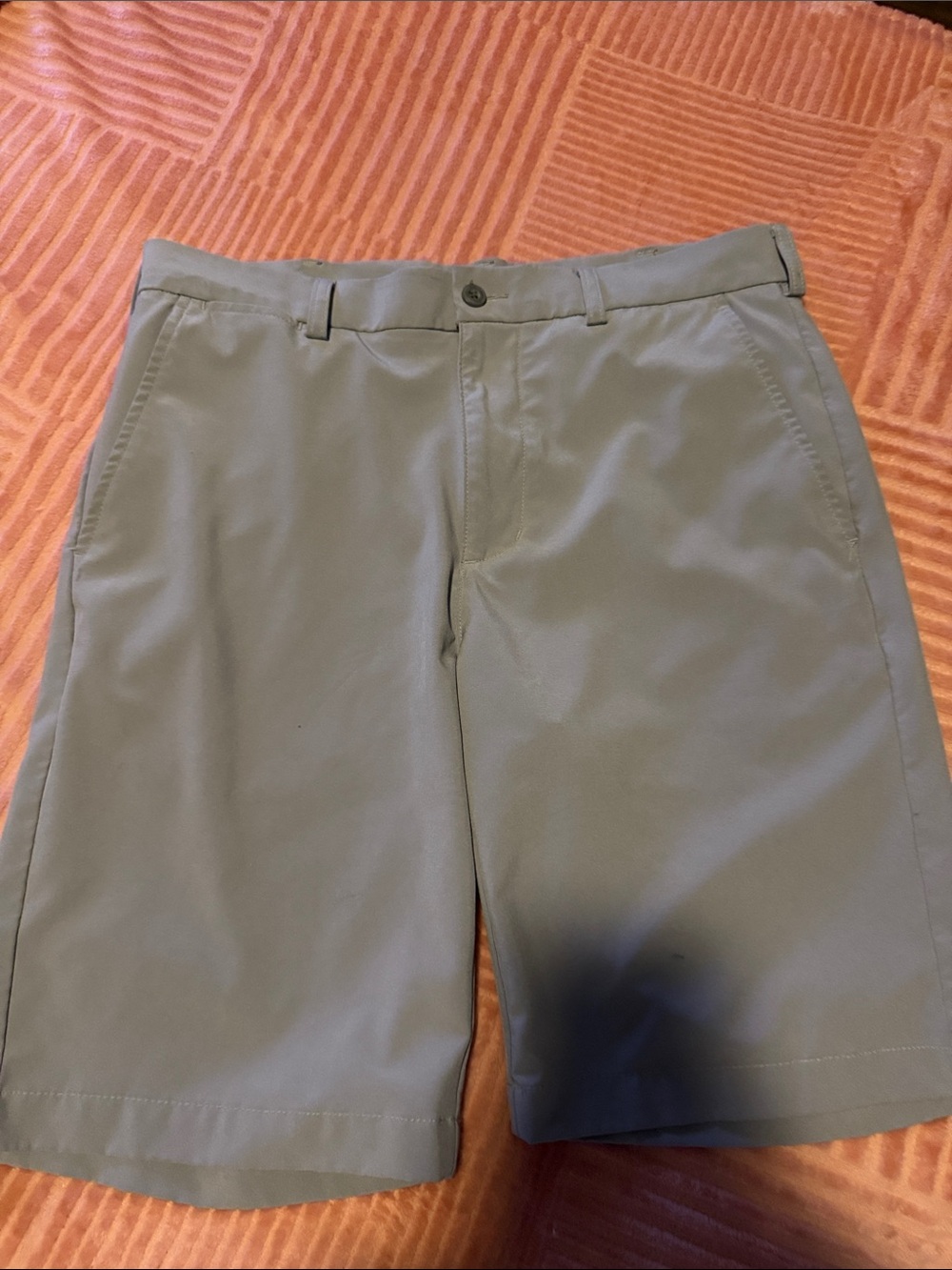 Link Men's Olive Flat-Front Casual Shorts